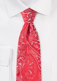 Poppy Red Paisley Tie in XL