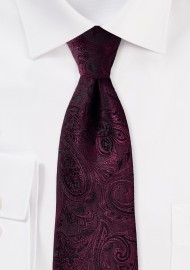Deep Claret Paisley Tie