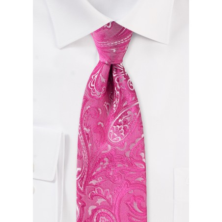 Dragon Fruit Pink Paisley Tie in XL