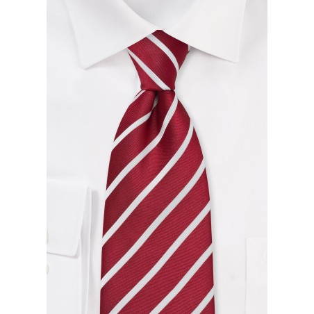XL Classic Red and White Striped Tie