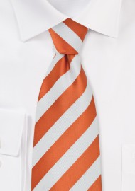 Kids Striped Tie in Tangerine and White