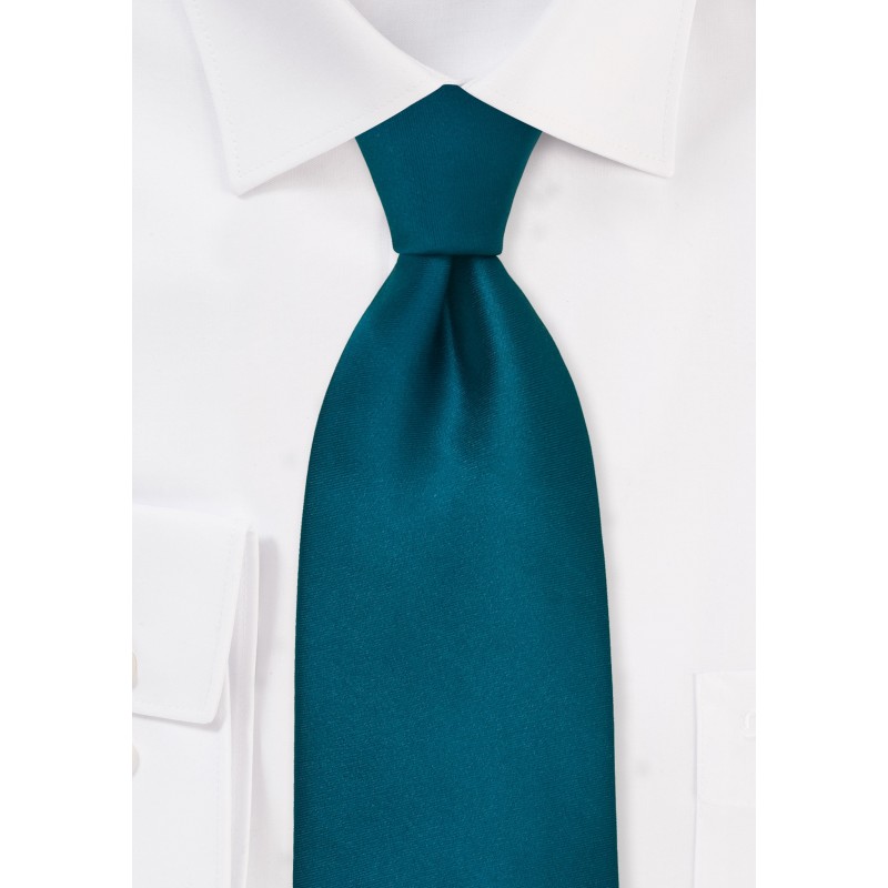 Solid Turquoise Blue Silk Tie in XL Length