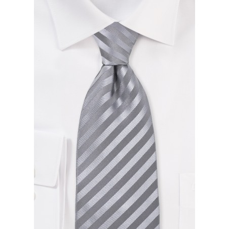 Silver-Gray Silk Tie in Extra Long Length