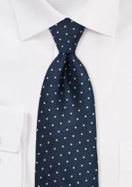 Navy & Silver Polka Dot Tie in XL