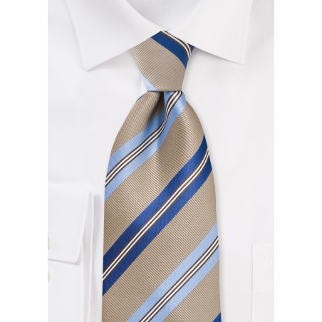 Wheat-Brown and Blue Tie