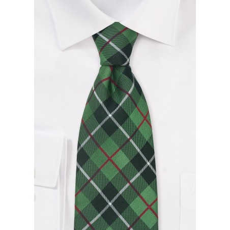 XL Tie in Tartan Check Green Black