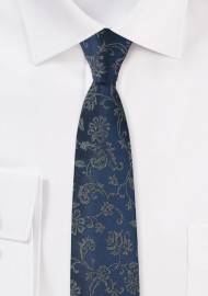 Dark Teal Floral Tie
