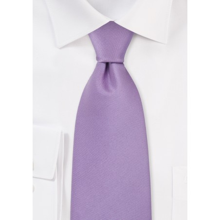 Solid Light Lavender Silk Tie in XL