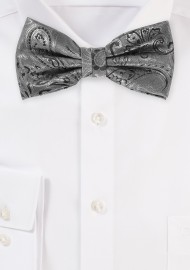 Dressy Paisley Design Bow Tie in Mercury
