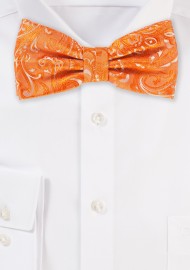 Pre-Tied Paisley Bow Tie in Mandarin