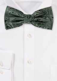 Moss Green Paisley Bow Tie