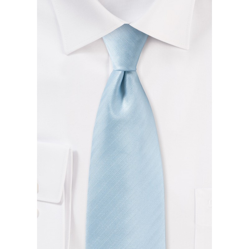 Herringbone Tie in Powder Blue