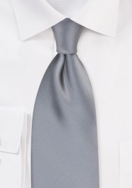 Solid Silver Men's Tie in Extra Long Size