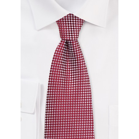 Red and Silver Micro-Plaid Tie