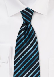 Turquoise and Teal Striped Tie