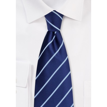 Blue Silk Ties - Navy blue striped necktie