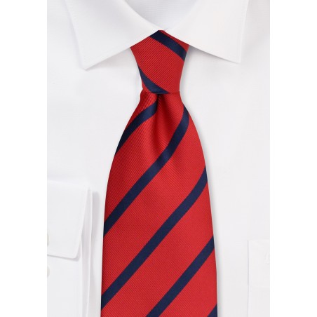 Striped Tie in Brick-Red and Navy
