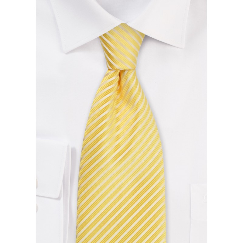 Yellow Striped Tie in Extra Long Length