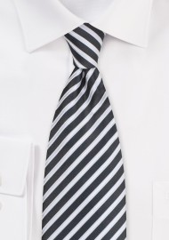 Striped Necktie in Pewter Gray and White