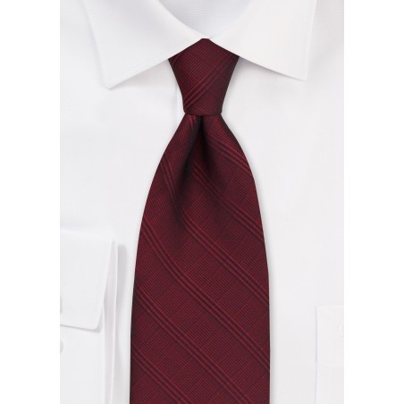 Extra Long Plaid Tie in Cordovan Red