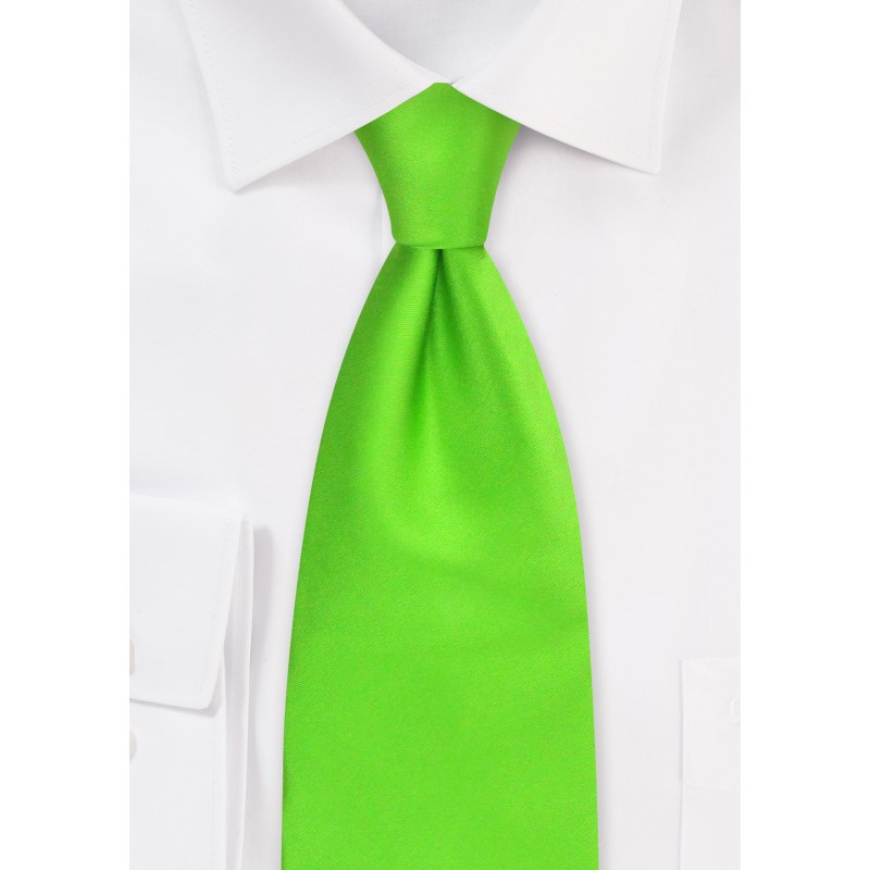 XL Silk Tie in Bright Lime Green