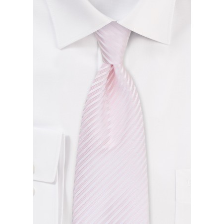 Blush Pink Striped Tie in XL Length