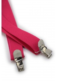 Magenta Pink Elastic Band Suspenders Clips