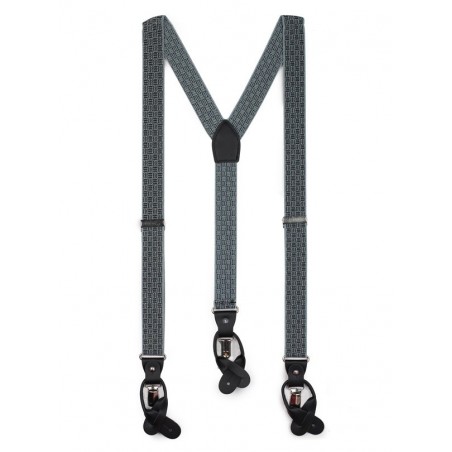 check plaid gray elastic suspenders