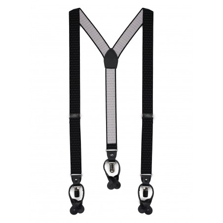 Black and Silver Pin Dot Suspenders