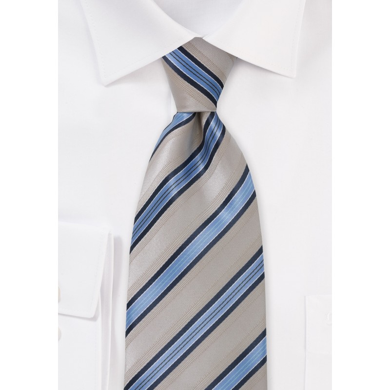 Tan and Blue Striped Tie