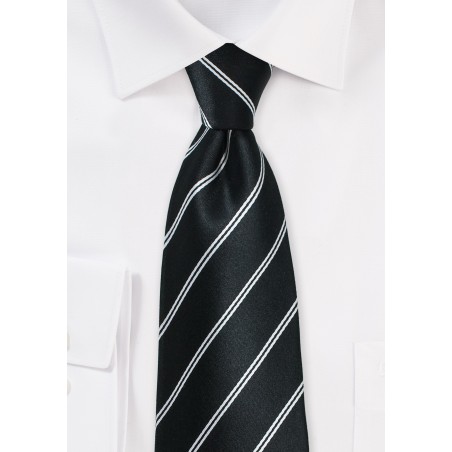 Onyx Double Striped Necktie in Silk