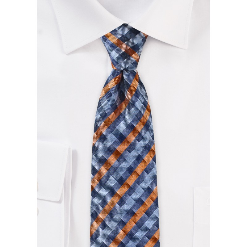 Blue and Orange Micro-check Tie