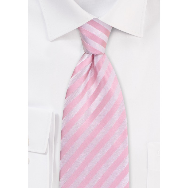 Pink Mens Ties - Pink Tie With Stripe Pattern