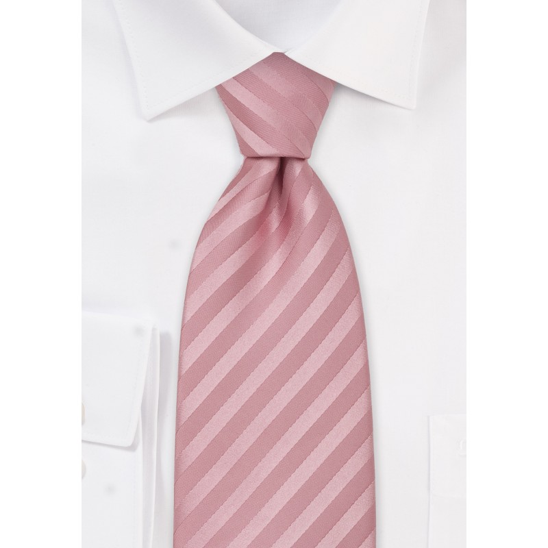 Rose-Pink Silk Tie in XL Length