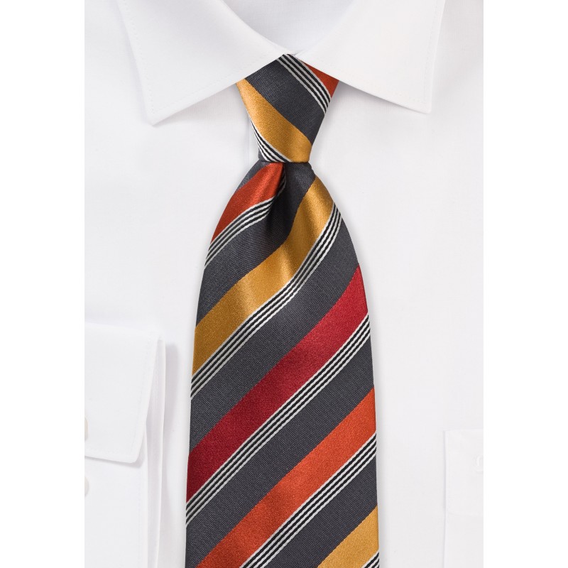 Modern Tie in Greys and Oranges