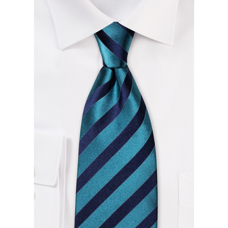 Teal and Royal Blue Silk Tie