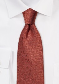 Rust Red Herringbone Wool Necktie