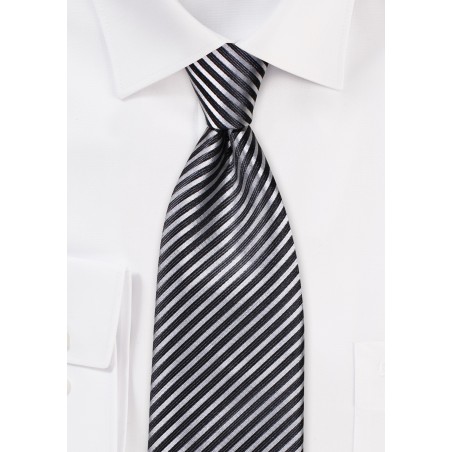 Charcoal and Gray Striped Tie