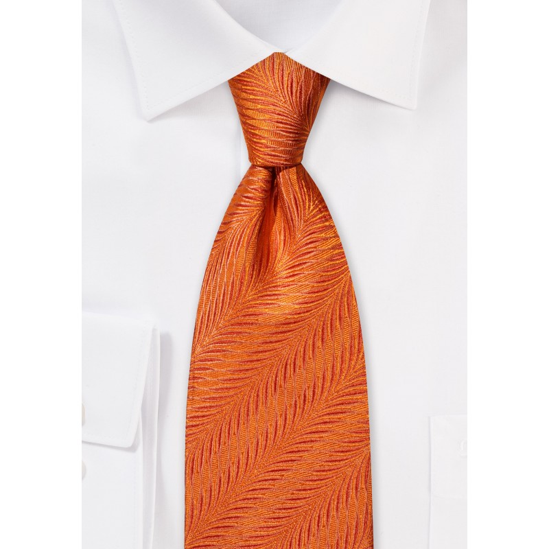 Monarch Orange Necktie in Pure Silk with Art-Deco Style