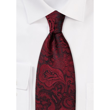 Merlot-Red Paisley Pattern Tie