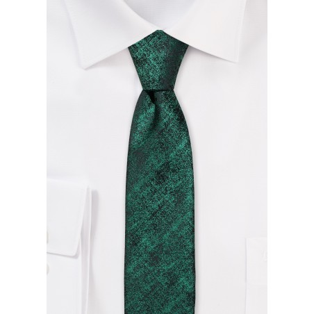 Textured Skinny Tie in Green and Black