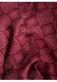 Merlot Red Medallion Print Silk Scarf Detailed Close Up Pattern