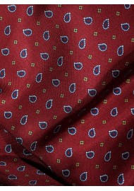 Elegant Mens Silk Scarf in Burgundy Close Up Pattern