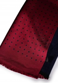 Wine Red and Navy Polka Dot Silk Scarf Double Sided