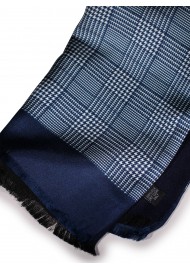 Glen Check Silk Scarf in Blue Double Sided