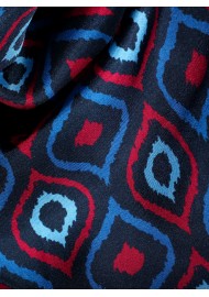 Luxury Oversized Silk Scarf in Retro Design Detailed Close Up