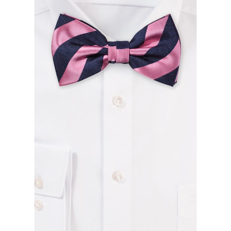 Striped Bow Tie in Pink and Navy