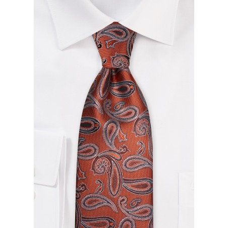Copper Orange Paisley Tie