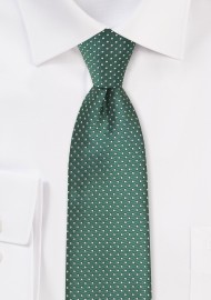 Dark Green Skinny Tie with Silver Dots