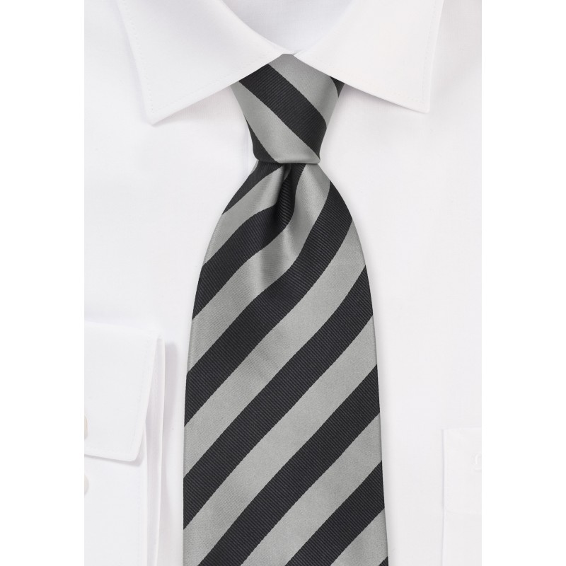 Striped Silk Ties - Gray & Silver Striped tie